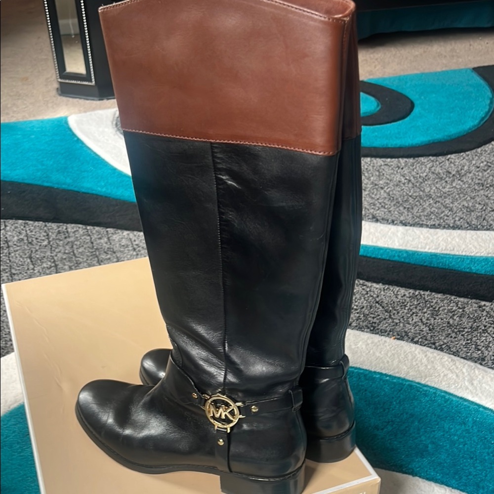 Michael Kors Black and Brown Heeled Boots
